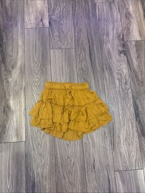 aerie Mustard Yellow Tiered Ruffle Mini Skirt